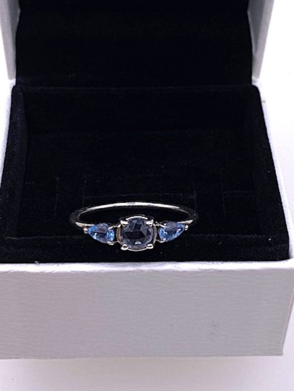 Authentic Pandora Blue Crystal Ring Sterling Silver S925 ALE Size 7 1/2